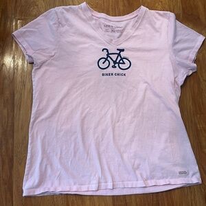 Life is Good biker chick shirt size XL-V neck